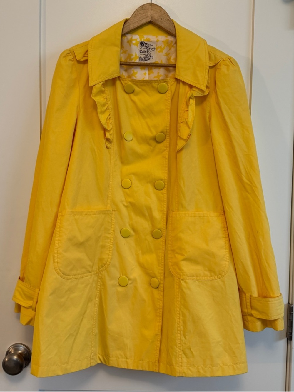 Tulle Butterfield Ruffle Yellow Double-brested Jacket Anthropologie XL - Picture 2 of 7